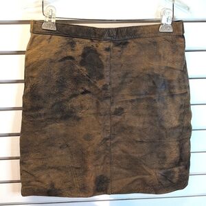 VTG Adler Leather Designs distressed leather mini skirt size 14